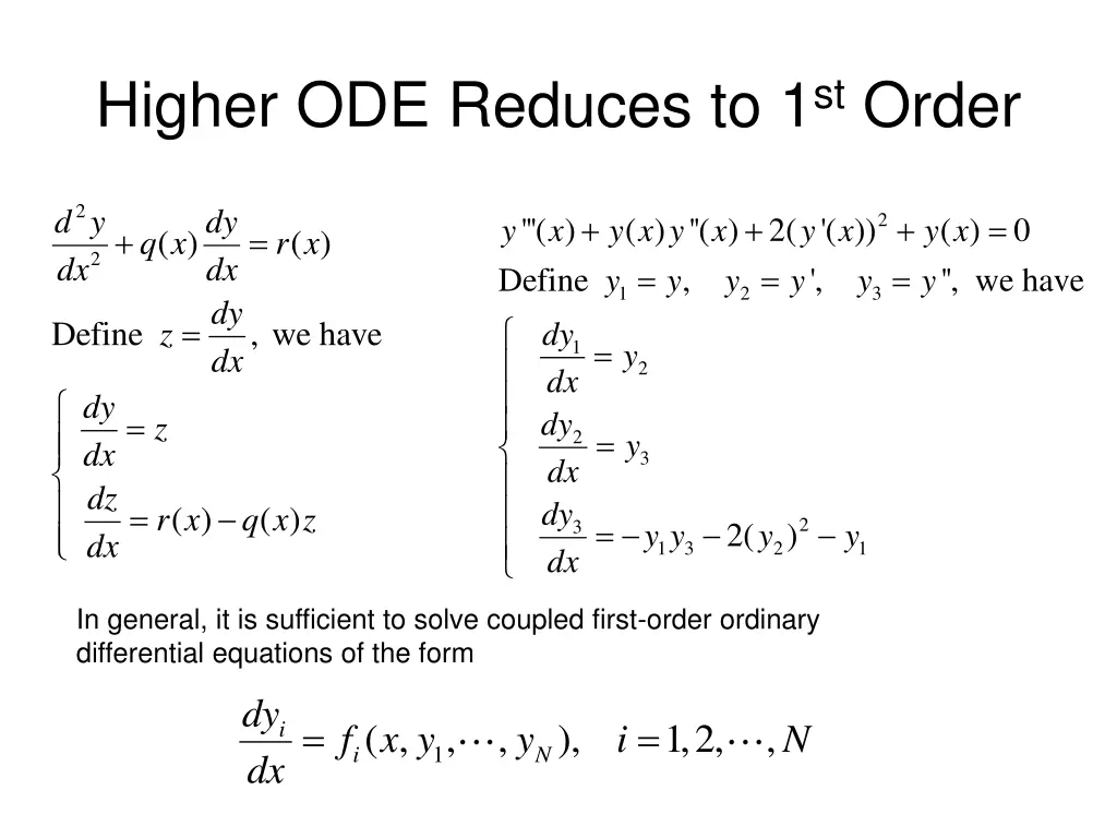 higher ode reduces to 1 st order