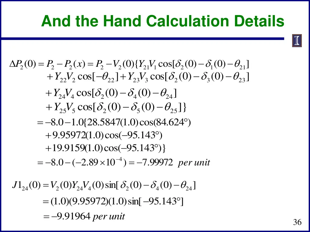 and the hand calculation details