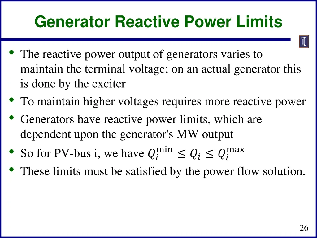 generator reactive power limits