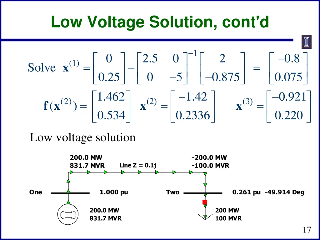 low voltage solution cont d