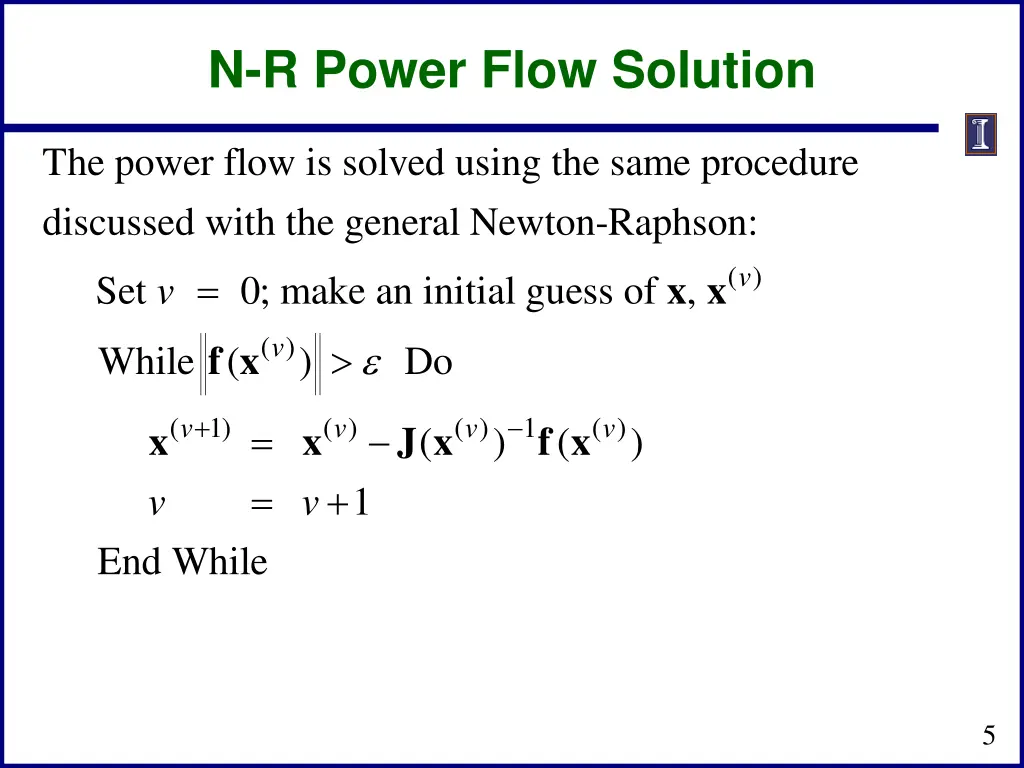 n r power flow solution