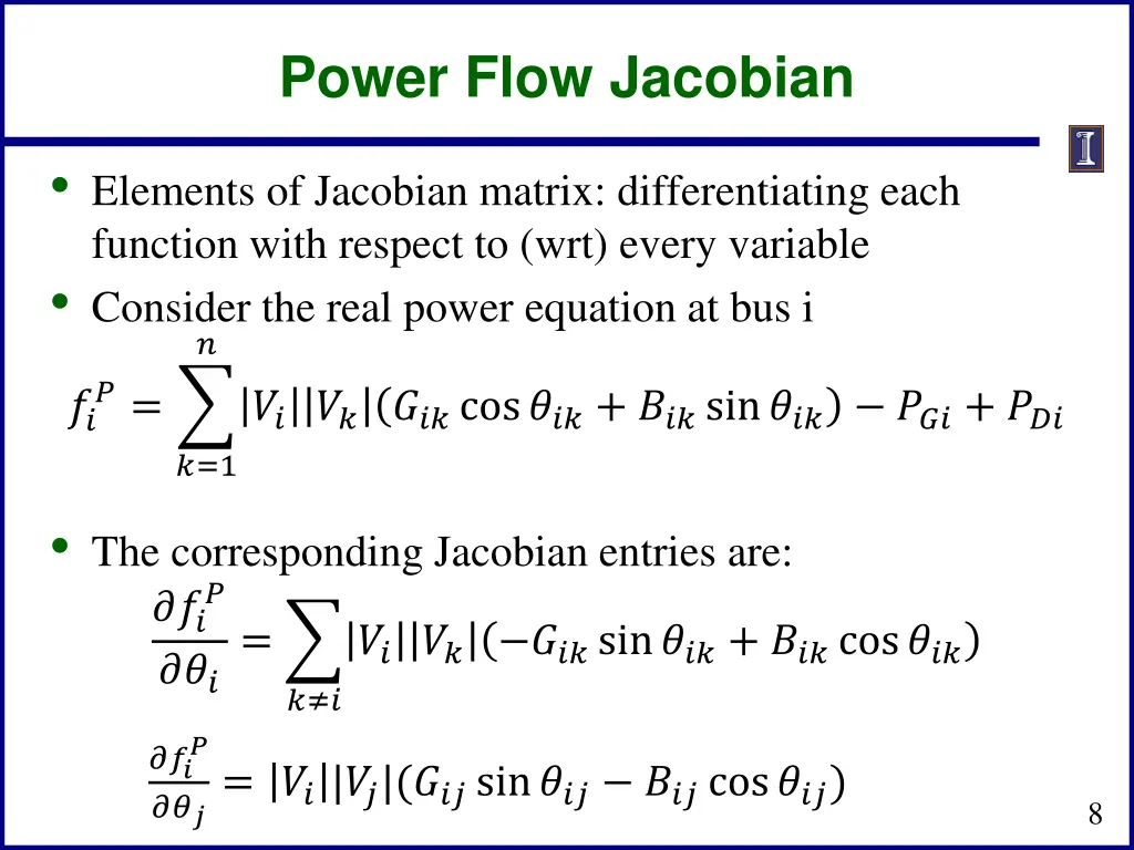 power flow jacobian