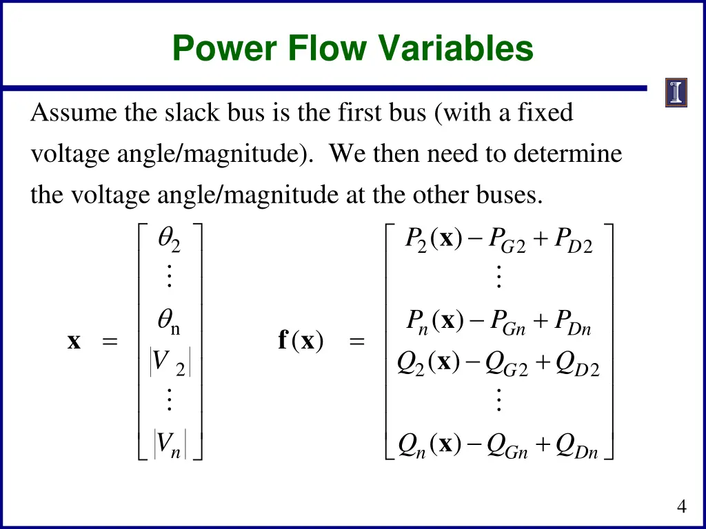power flow variables