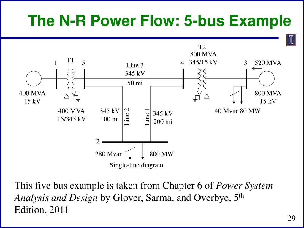 the n r power flow 5 bus example