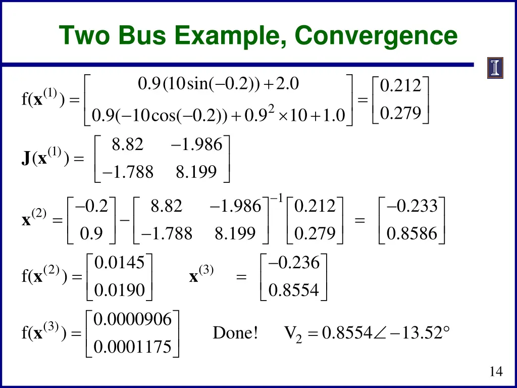 two bus example convergence