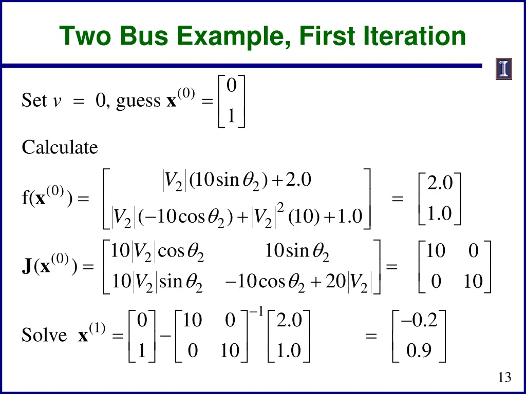 two bus example first iteration