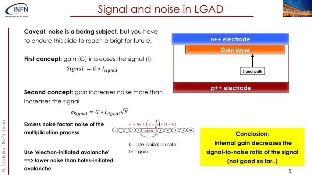 signal and noise in lgad