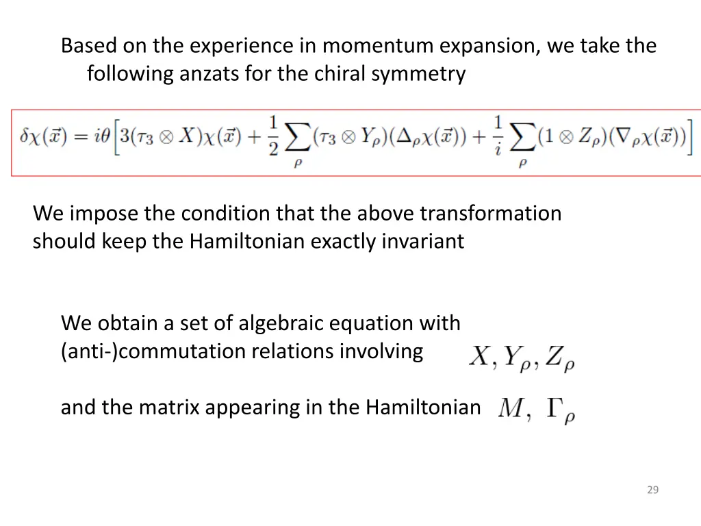 based on the experience in momentum expansion