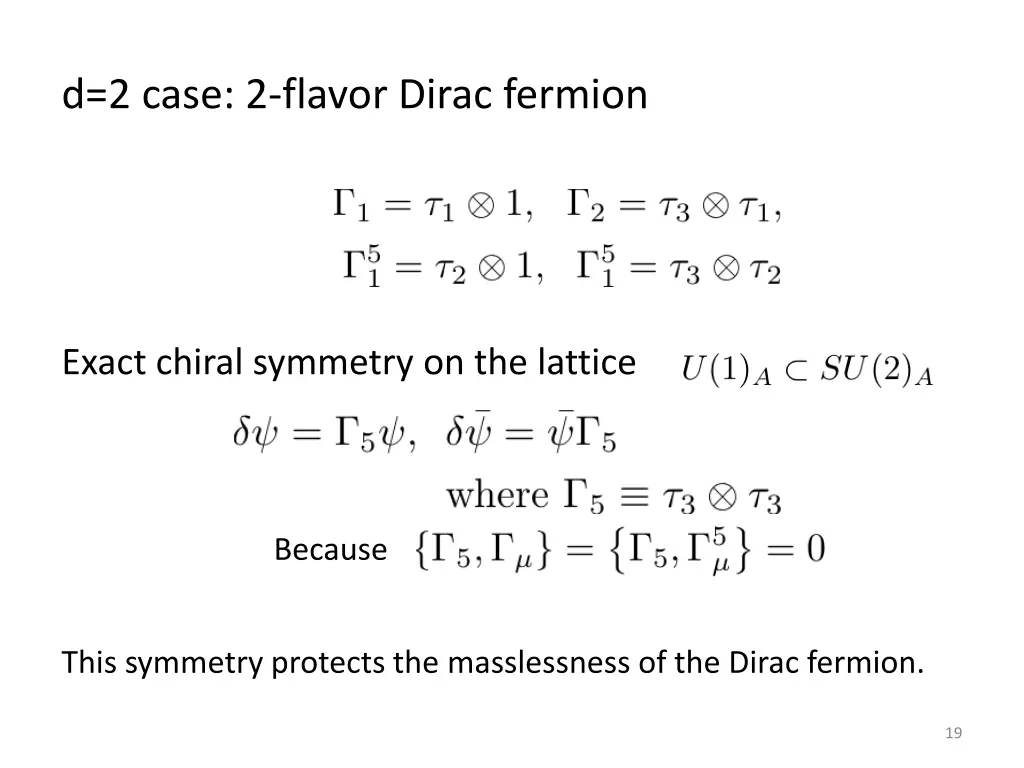d 2 case 2 flavor dirac fermion