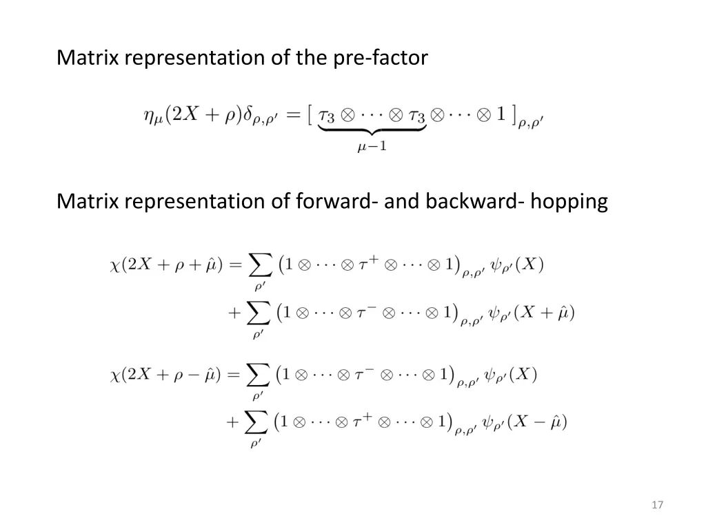 matrix representation of the pre factor