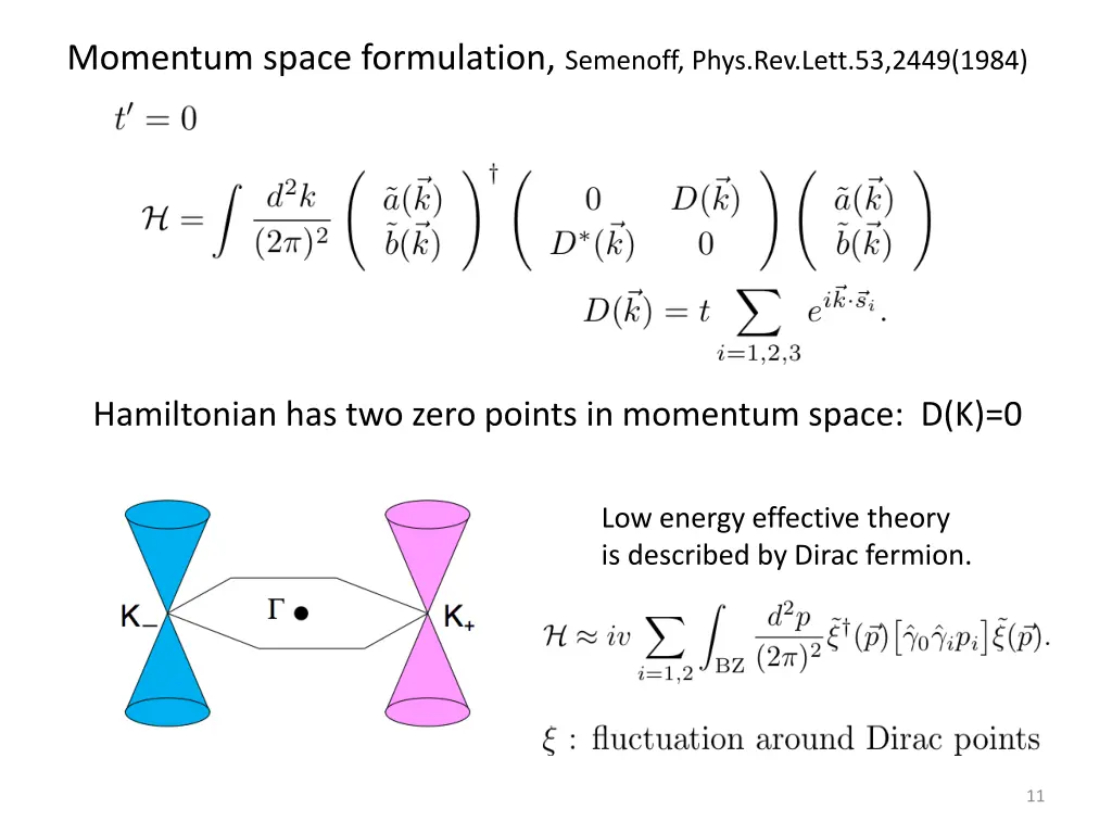 momentum space formulation semenoff phys rev lett