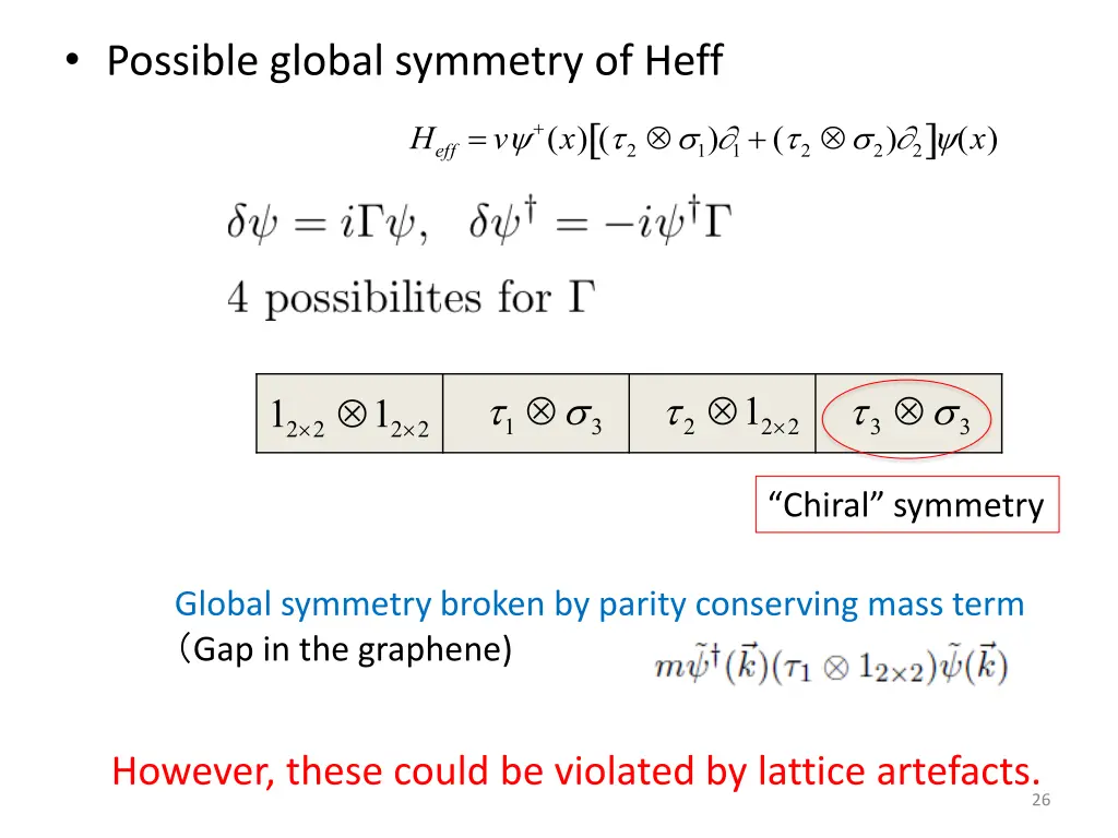 possible global symmetry of heff