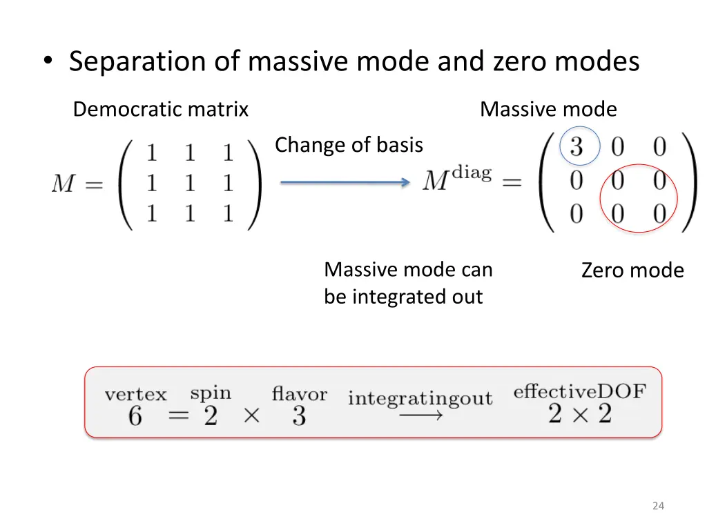 separation of massive mode and zero modes