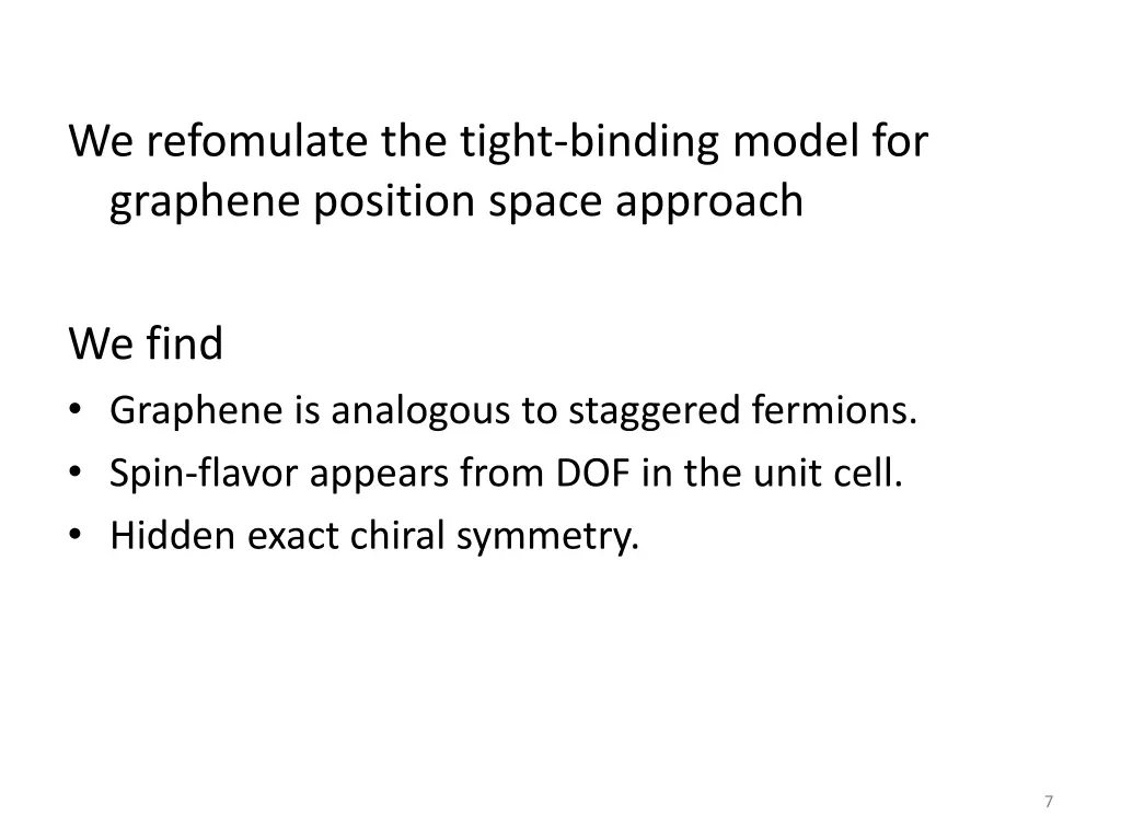 we refomulate the tight binding model