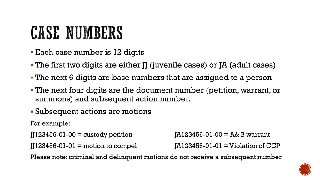 case numbers