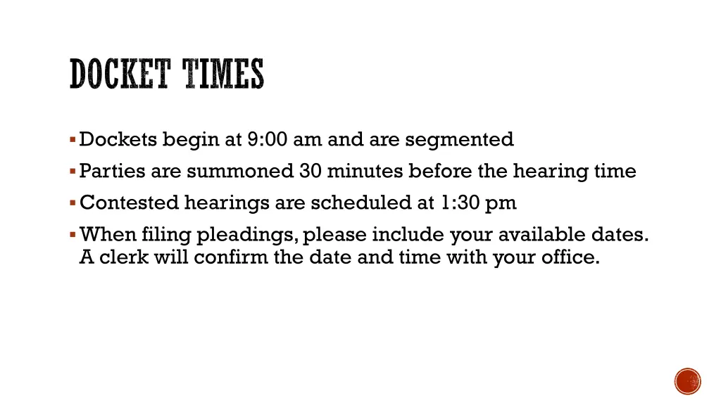 docket times