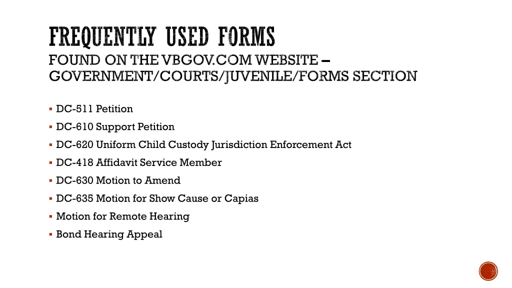 frequently used forms found on the vbgov