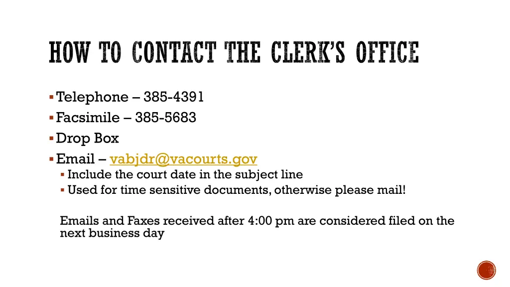 how to contact the clerk s office
