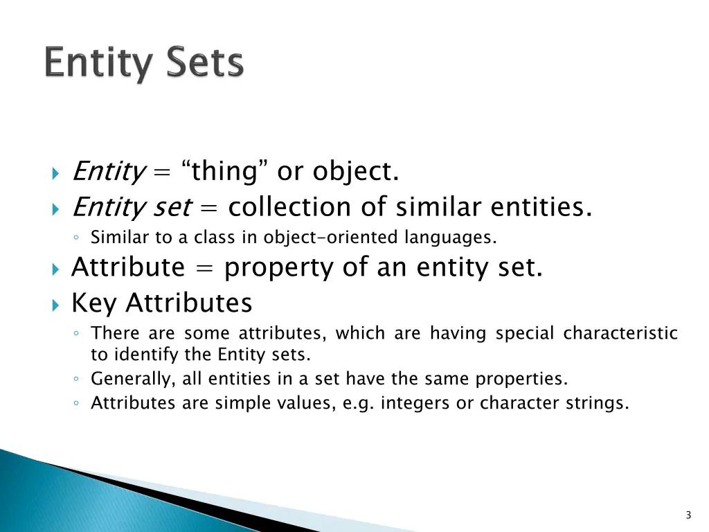 entity thing or object entity set collection