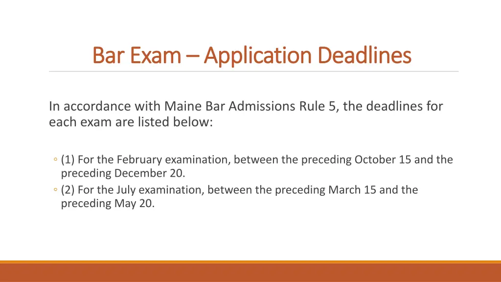 bar exam bar exam application deadlines
