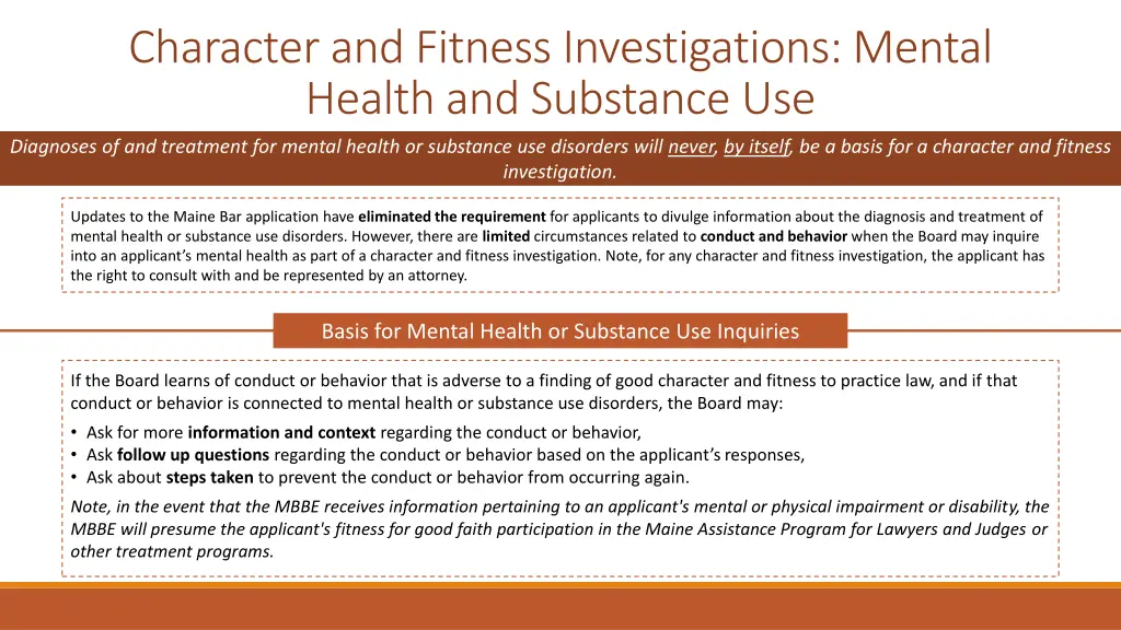 character and fitness investigations mental