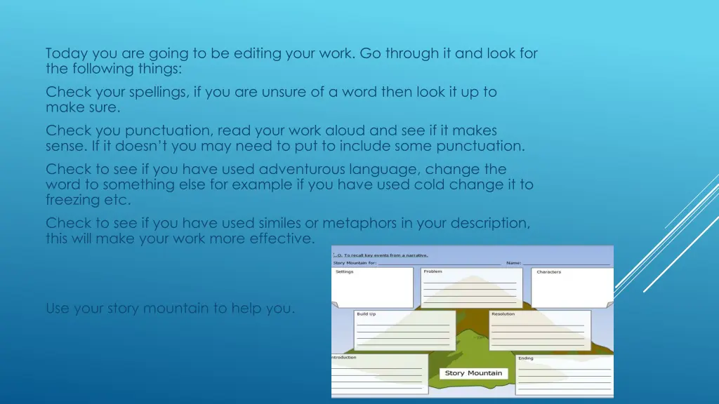 today you are going to be editing your work