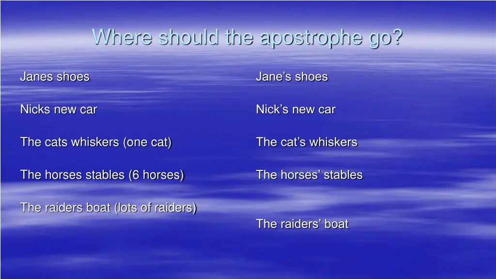 where should the apostrophe go