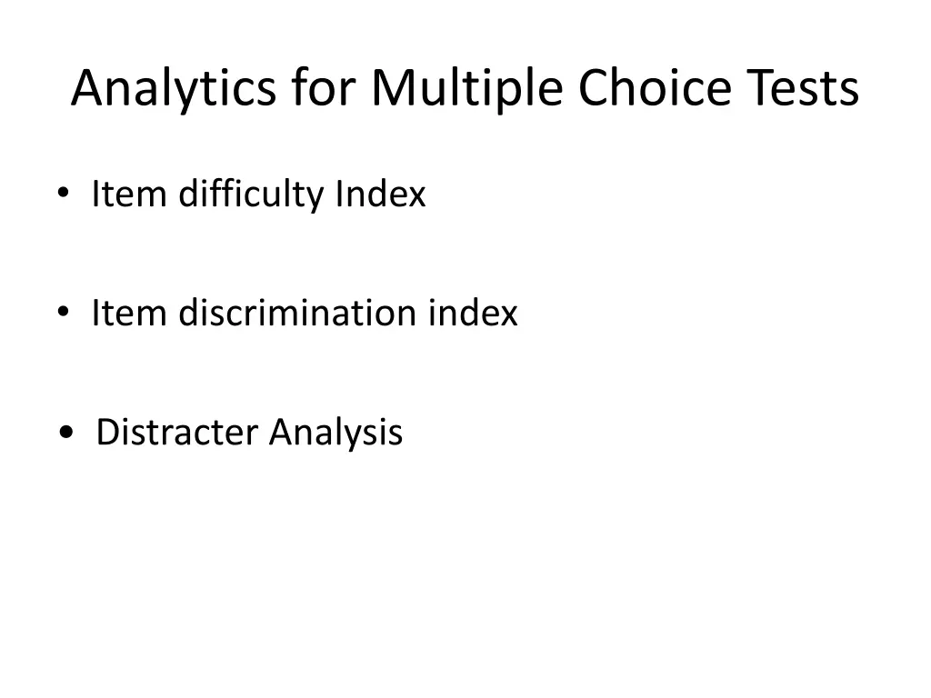 analytics for multiple choice tests