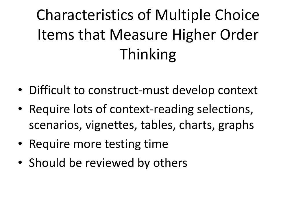 characteristics of multiple choice items that