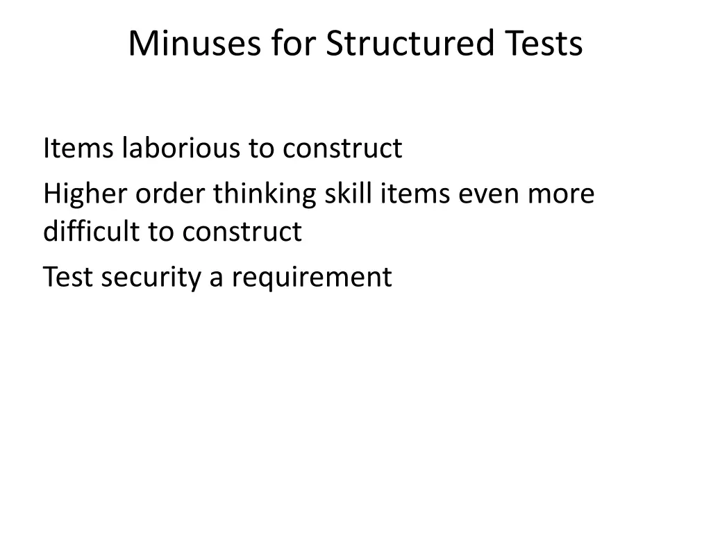 minuses for structured tests