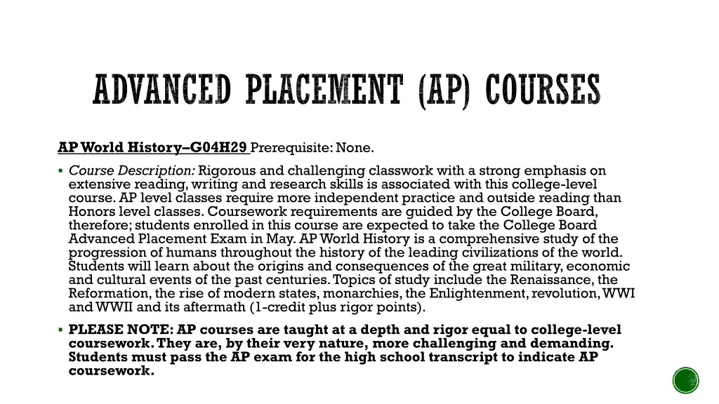 advanced placement ap courses