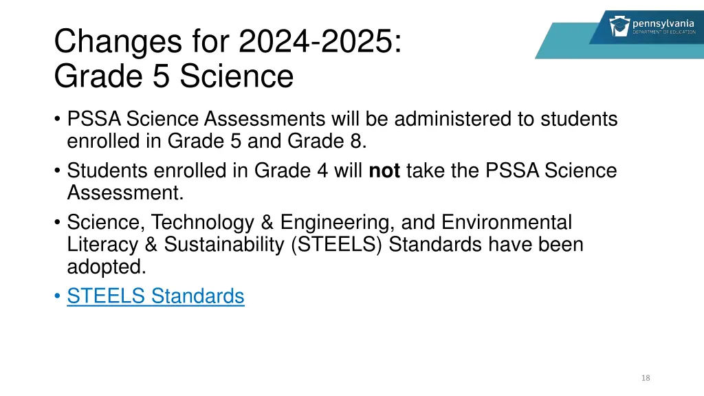 changes for 2024 2025 grade 5 science