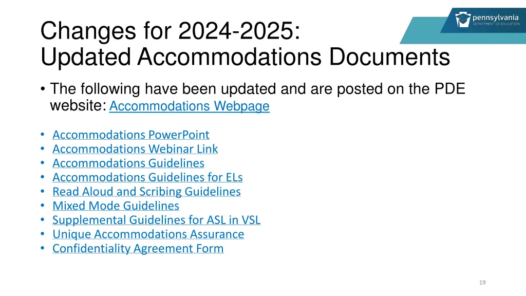 changes for 2024 2025 updated accommodations