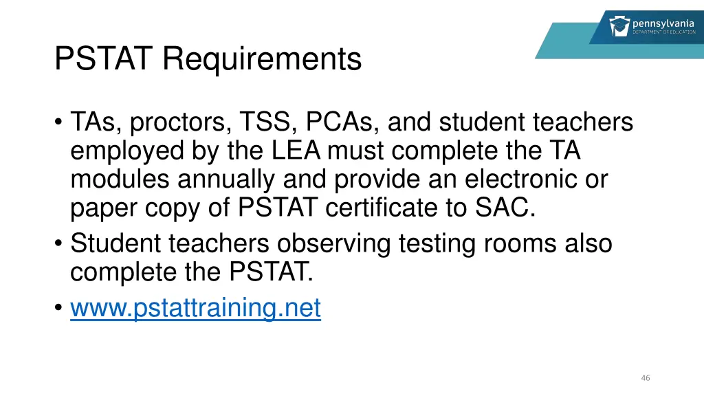 pstat requirements