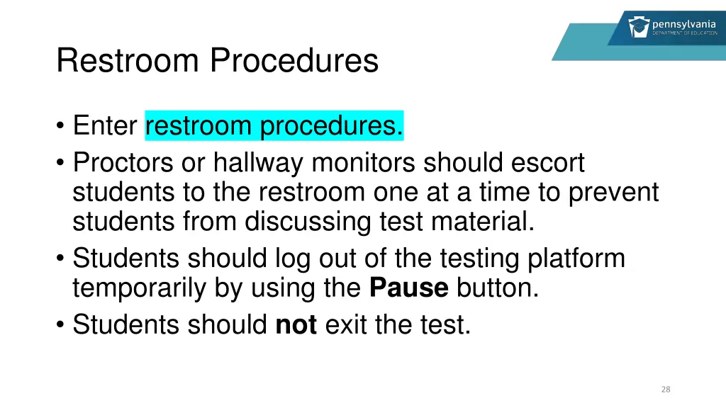 restroom procedures