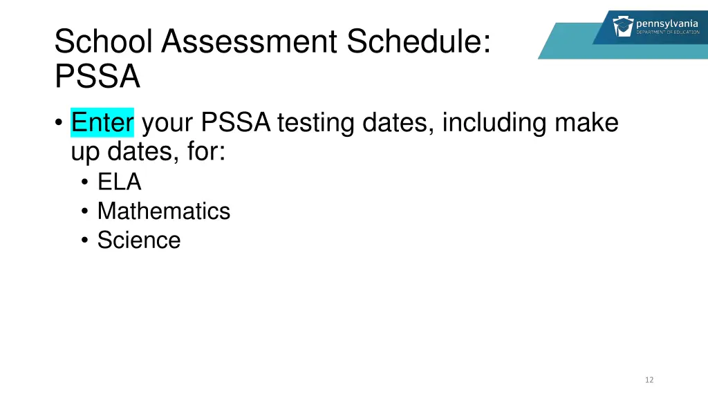 school assessment schedule pssa enter your pssa