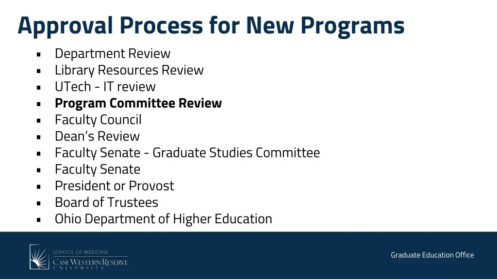 approval process for new programs