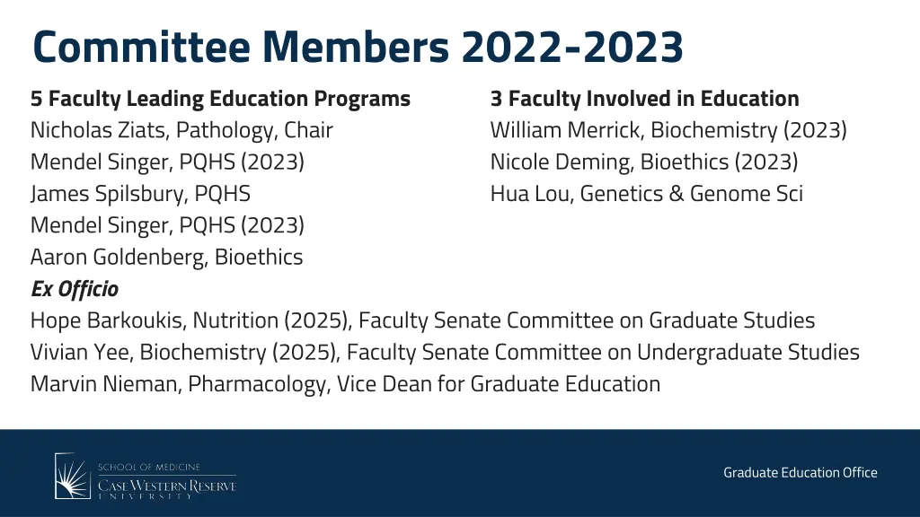 committee members 2022 2023 5 faculty leading
