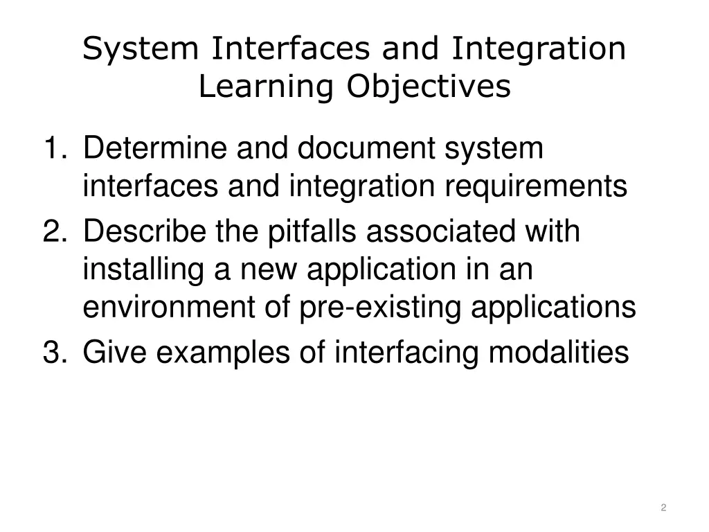 system interfaces and integration learning