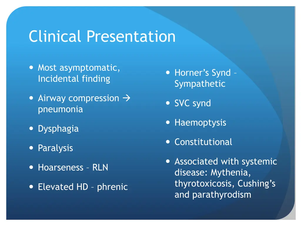 clinical presentation