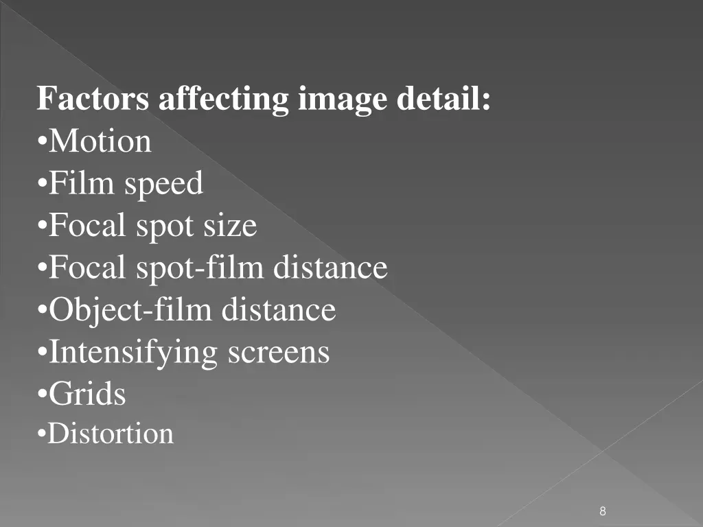 factors affecting image detail motion film speed
