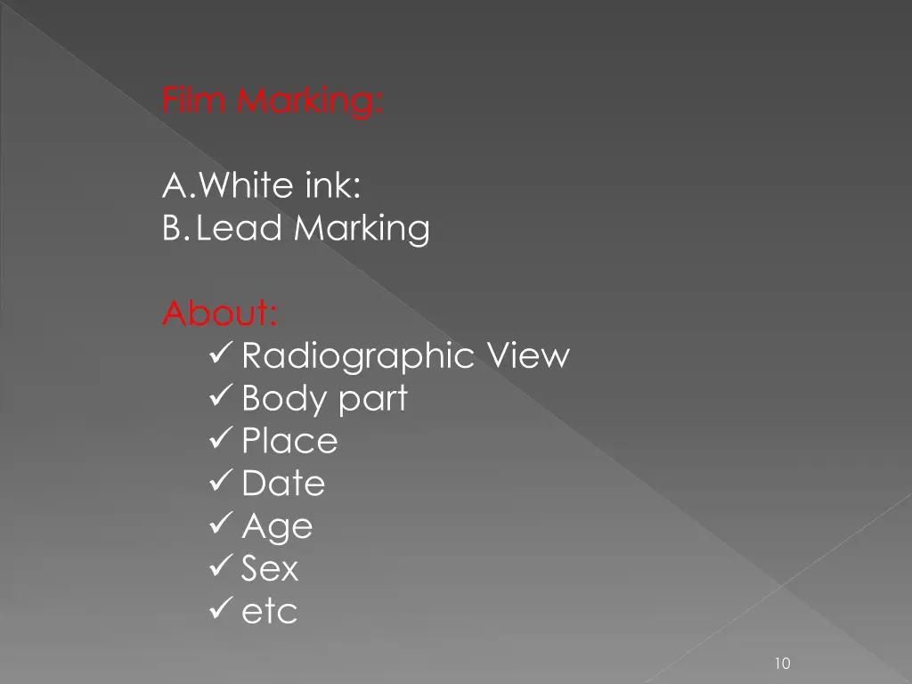 film marking