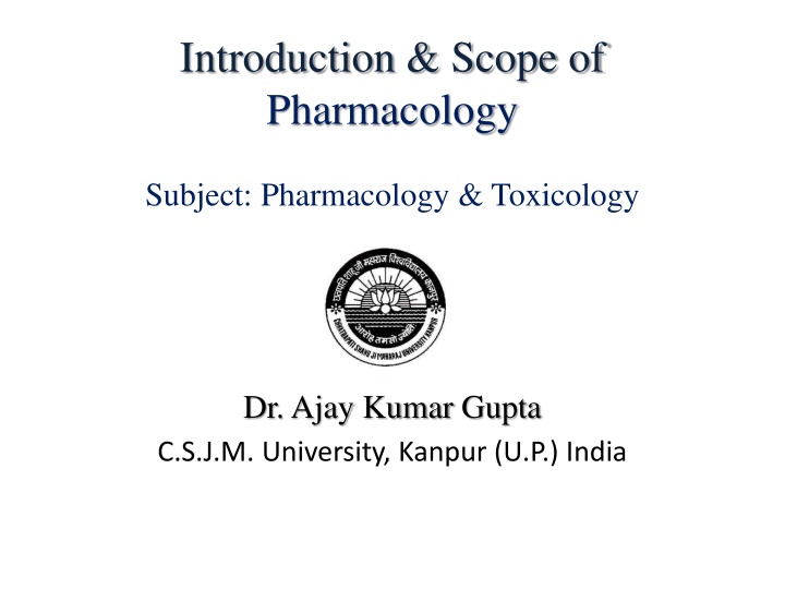 introduction scope of pharmacology