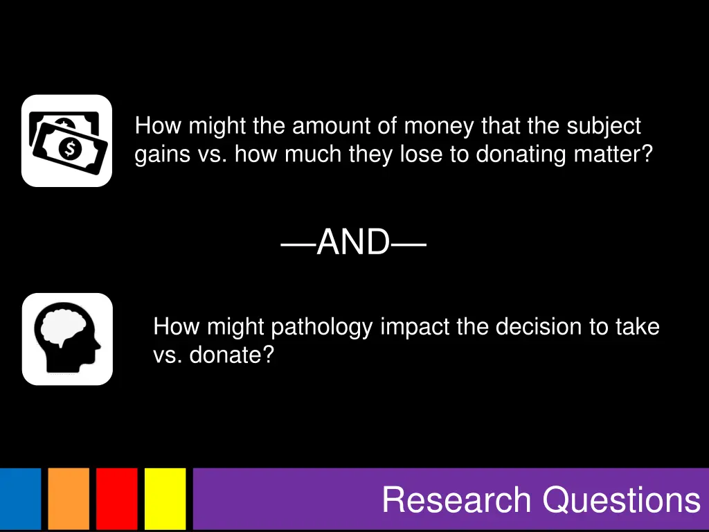 how might the amount of money that the subject