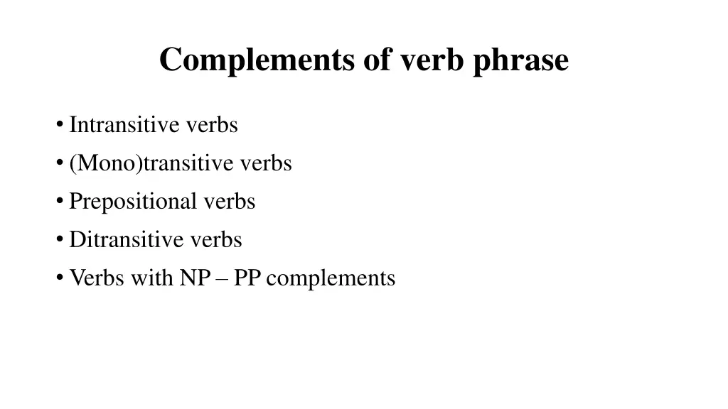 complements of verb phrase