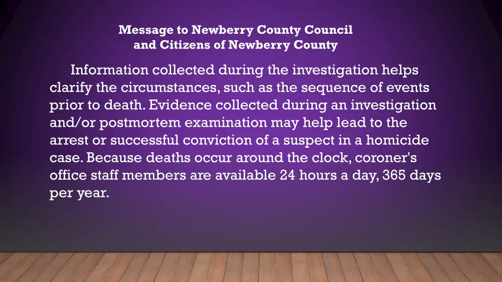 message to newberry county council and citizens