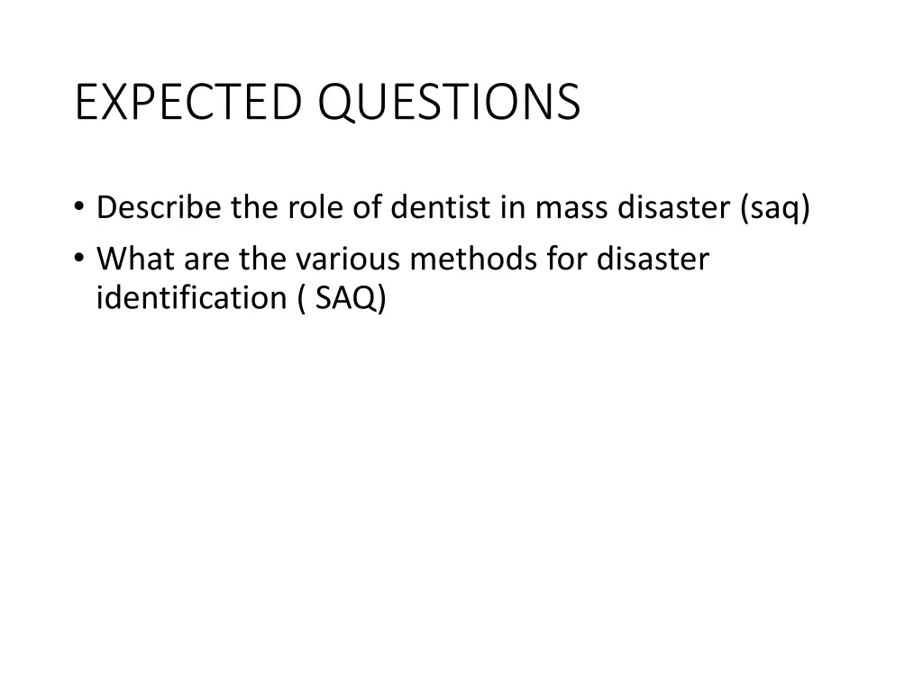 expected questions