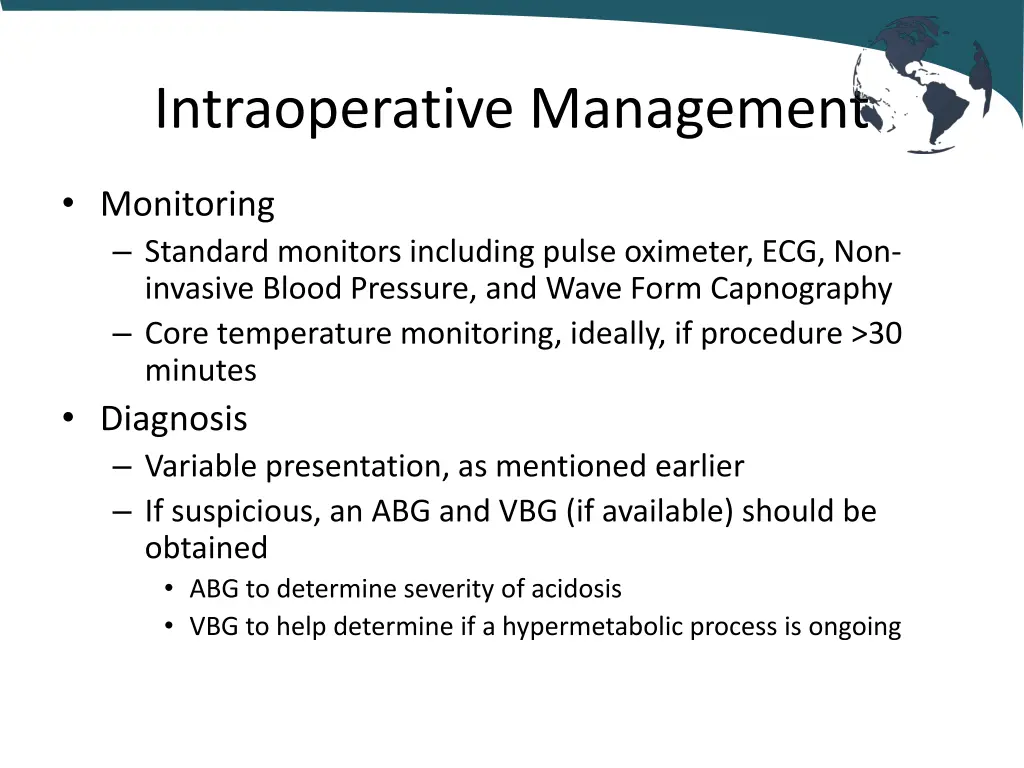 intraoperative management