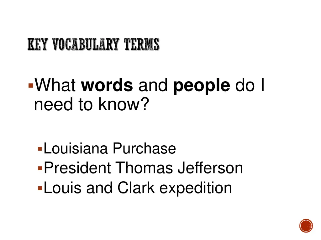 key vocabulary terms