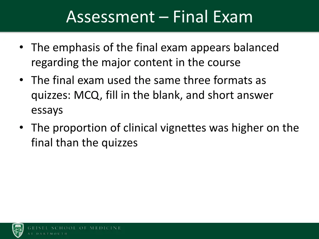 assessment final exam